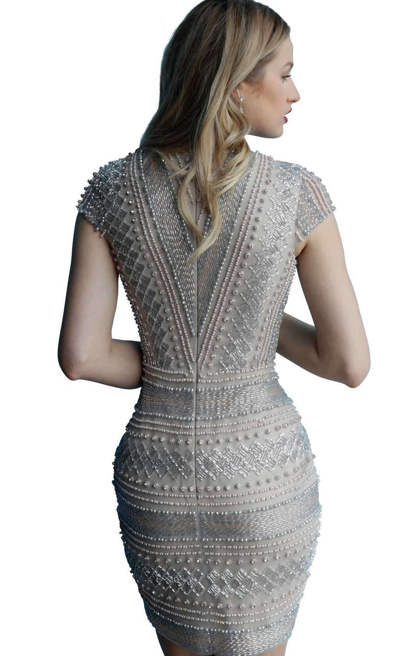 Jovani 62073 Silver/Nude