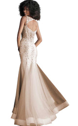 Jovani 62523BG Taupe-Silver