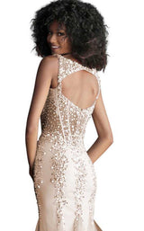 Jovani 62523BG Taupe-Silver