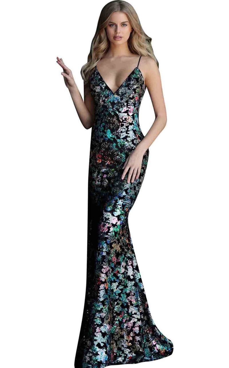 Jovani 63487 Black Multi