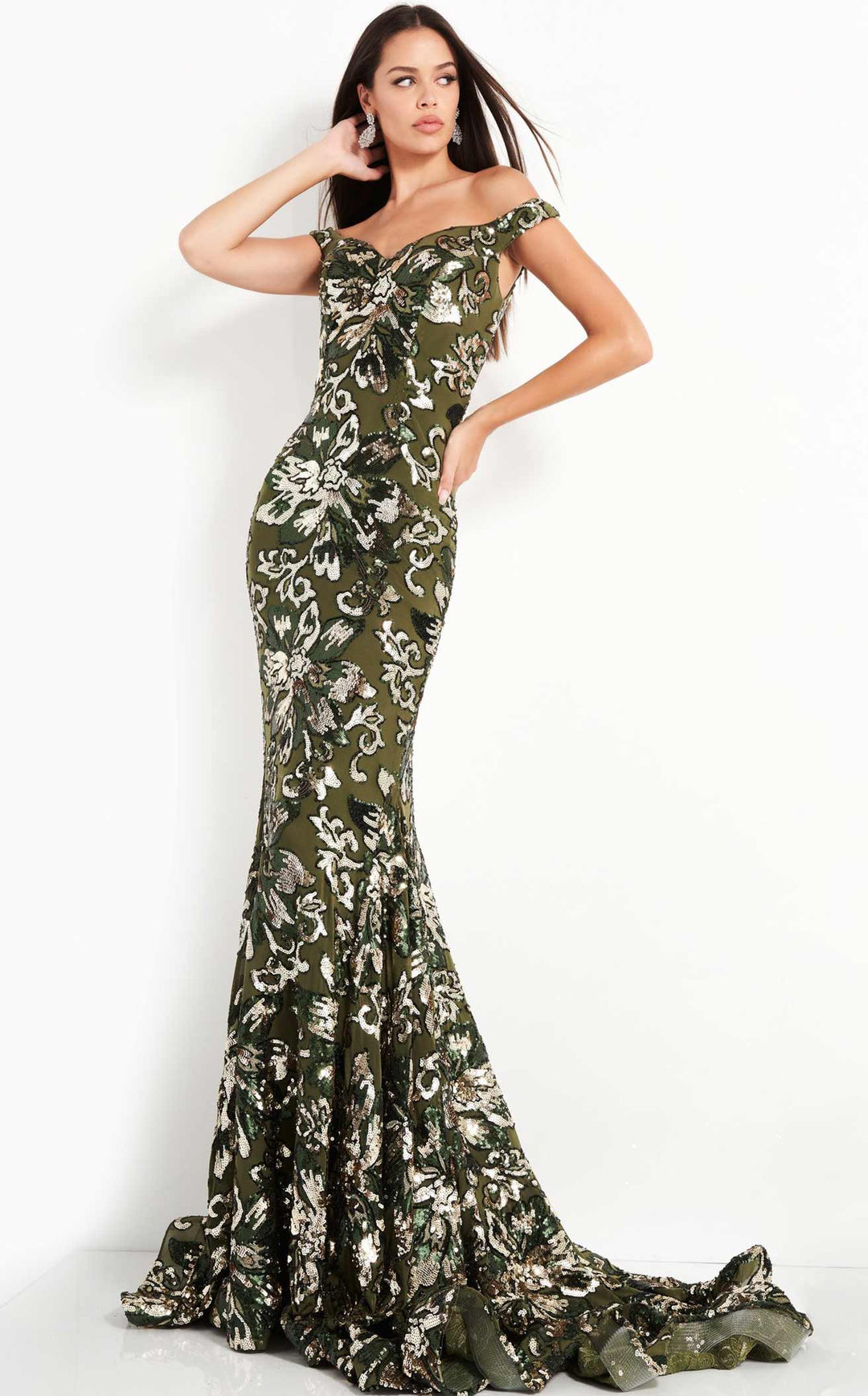 Jovani 63516BG Green-Gold