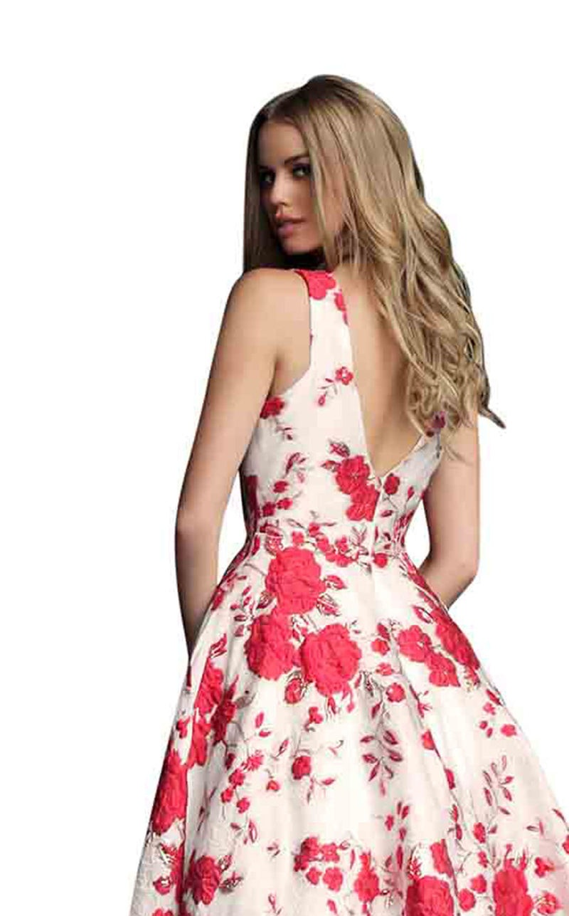 Jovani 64141BG Ivory-Red