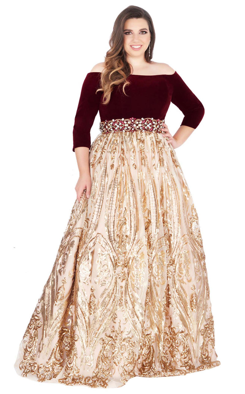 Mac Duggal Fabulouss 66831F Wine-Gold