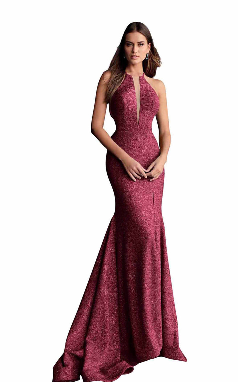 jovani burgundy mermaid dress Burgundy Fitted Jovani A-line Gown 47075