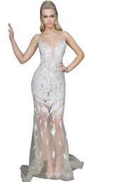 Jovani 67786 Silver/Nude