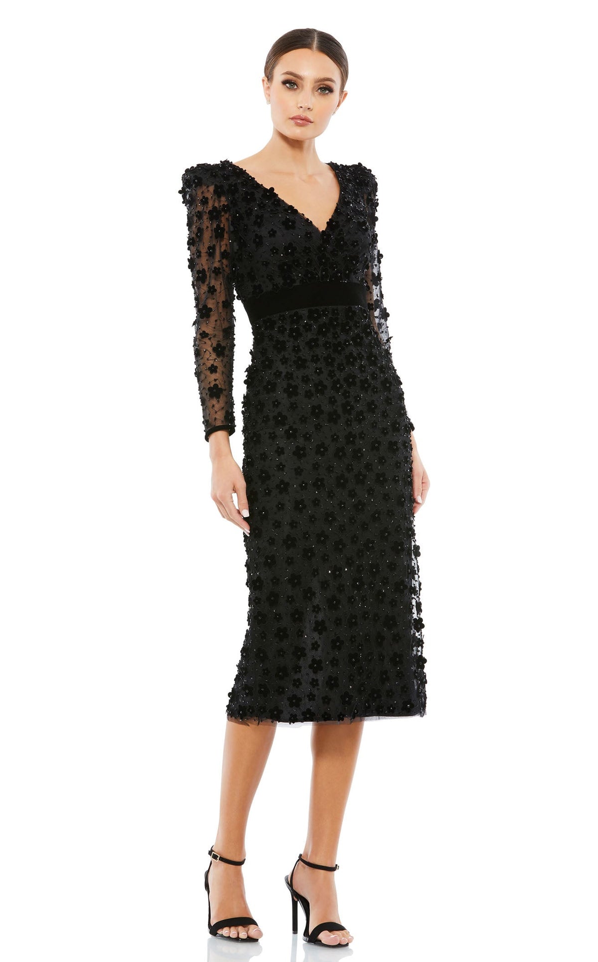 mac duggal black midi dress Midi Black Sequin Formal Dress: Mac Duggal 27777 Black / 0