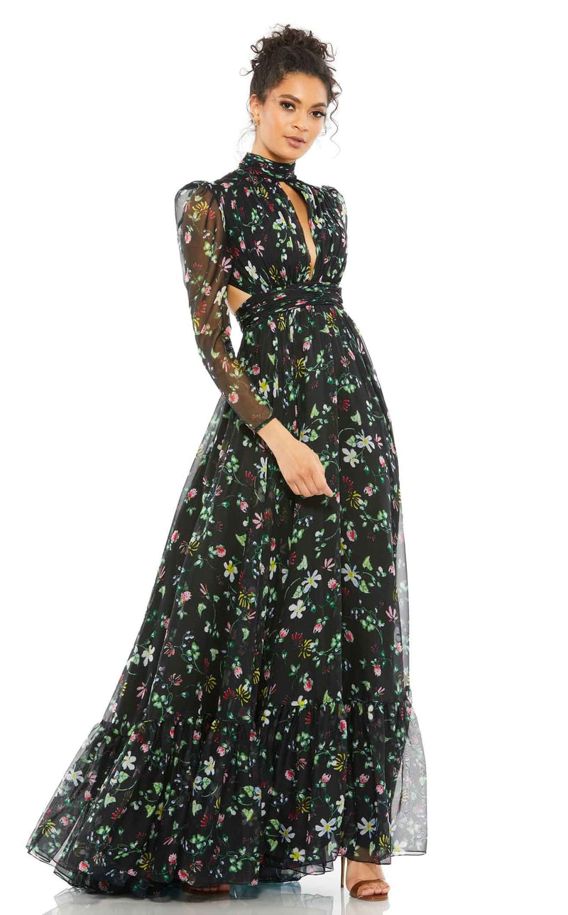 Mac Duggal 67942 Black Floral