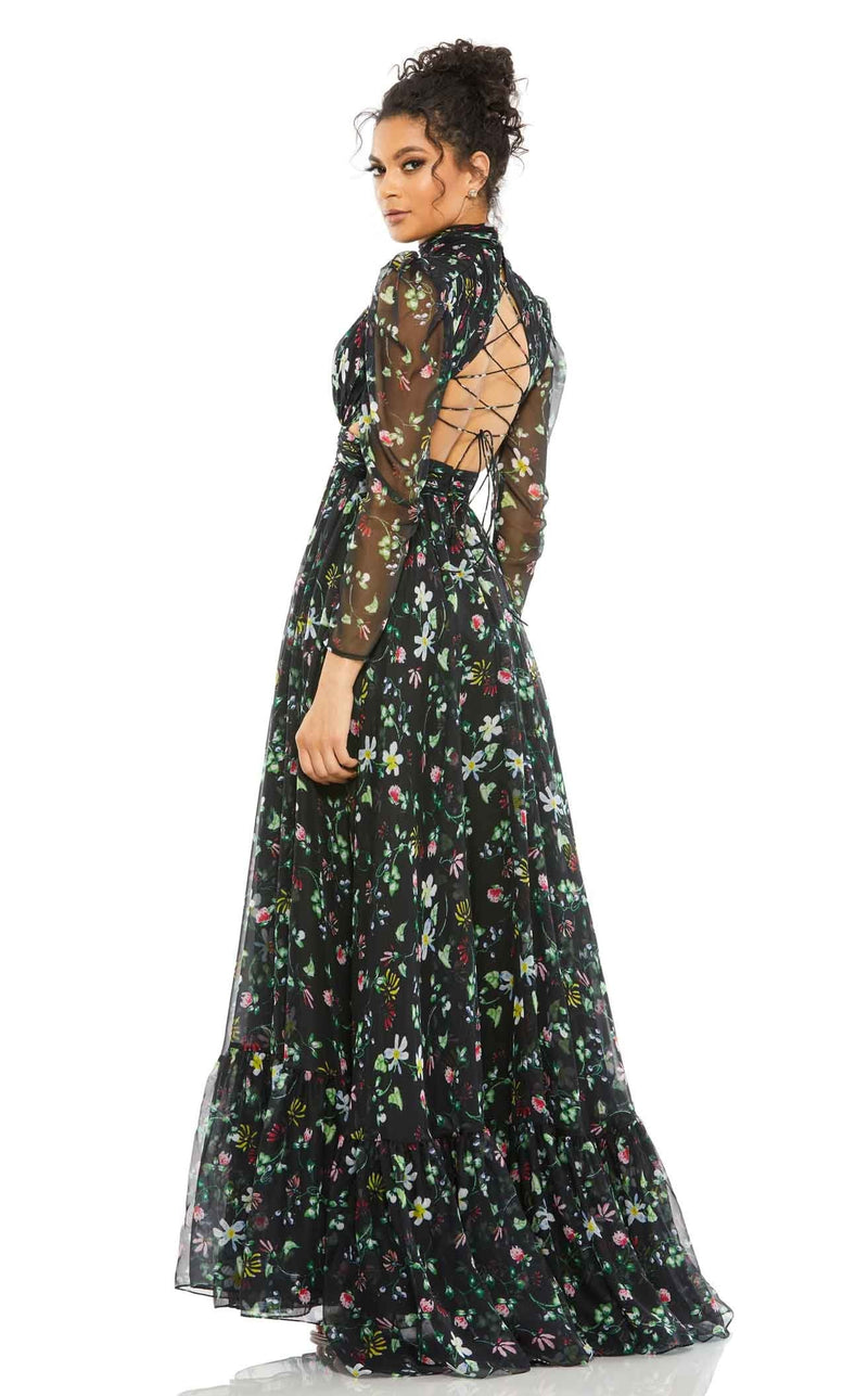 Mac Duggal 67942 Black Floral