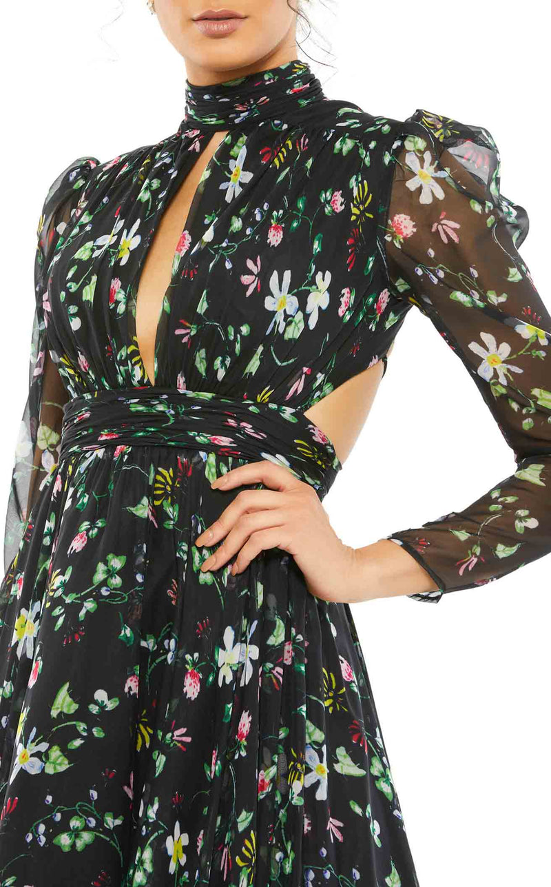 Mac Duggal 67942 Black Floral