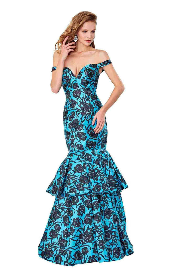 Angela and Alison 71056 Teal-Black Floral