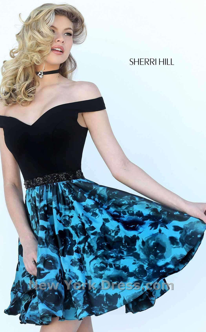 Sherri Hill 50637 Black/Aqua