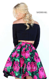 Sherri Hill 50583 Black/Fuchsia Black Fuchsia Print