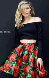 Sherri Hill 50583 Black/Red Black Red Print
