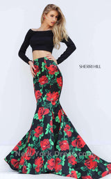 Sherri Hill 50584 Black/Red Print