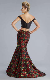 Janique JA70045 Lace Black Top/Printed Skirt