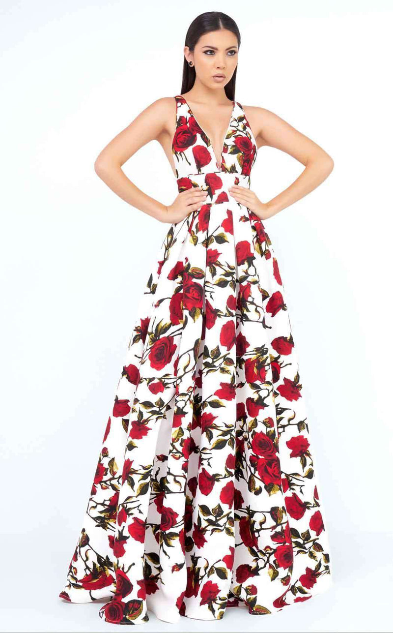Mac Duggal 25399 White Rose