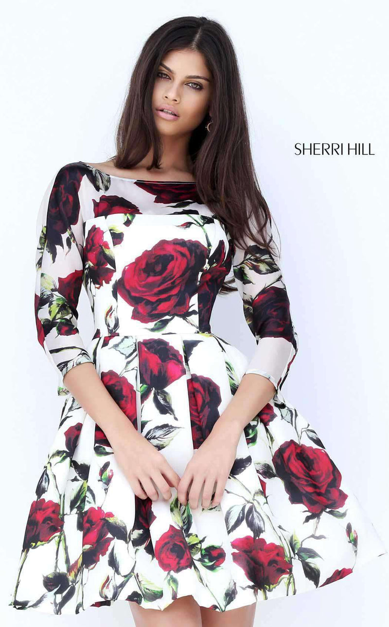 Sherri Hill 50825 Ivory Ivory Print