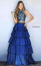 Sherri Hill 51040 Navy Print
