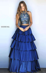 Sherri Hill 51040 Navy Print
