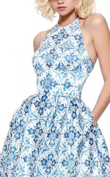 Sherri Hill 51144 Ivory/Blue Print