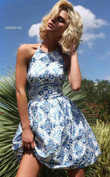 Sherri Hill 51144 Ivory/Blue Print