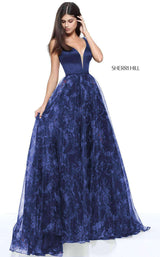 Sherri Hill 51165 Navy Print
