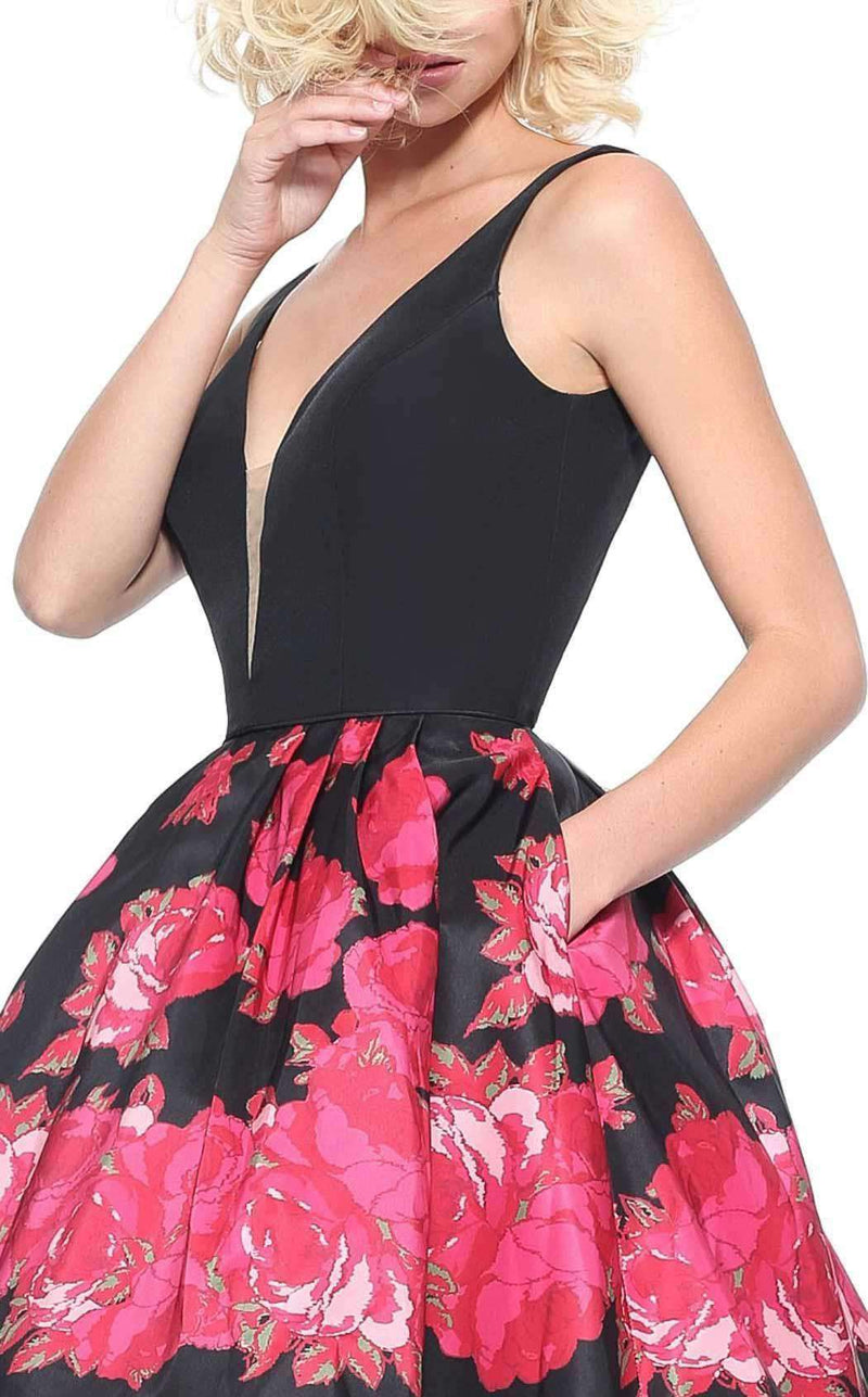 Sherri Hill 51180 Black/Red Red Print