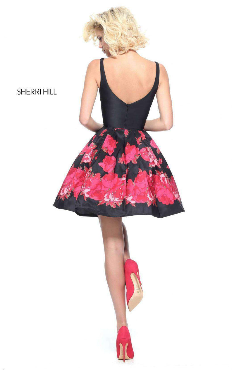 Sherri Hill 51180 Black/Red Red Print