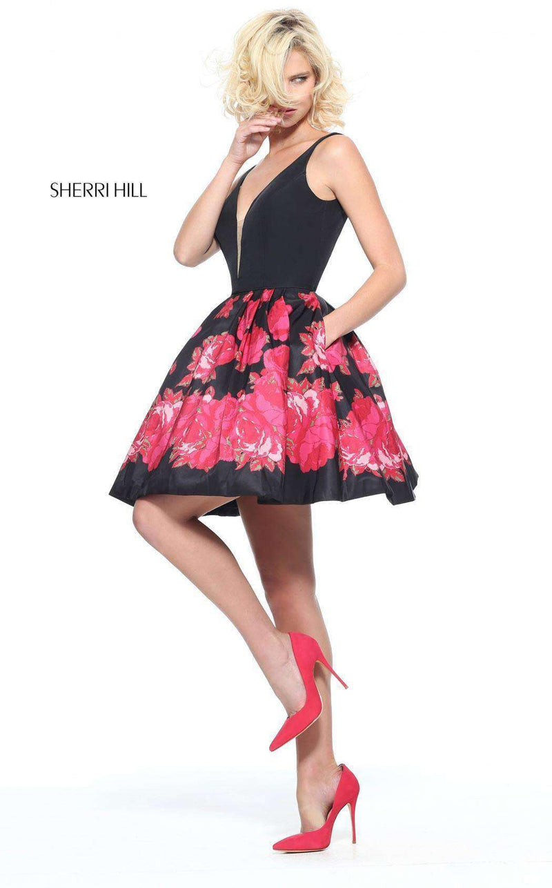 Sherri Hill 51180 Black/Red Red Print