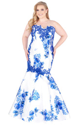 Mac Duggal Fabulouss 77173F Blue-Floral