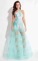 Rachel Allan 7558 Aqua/Coral