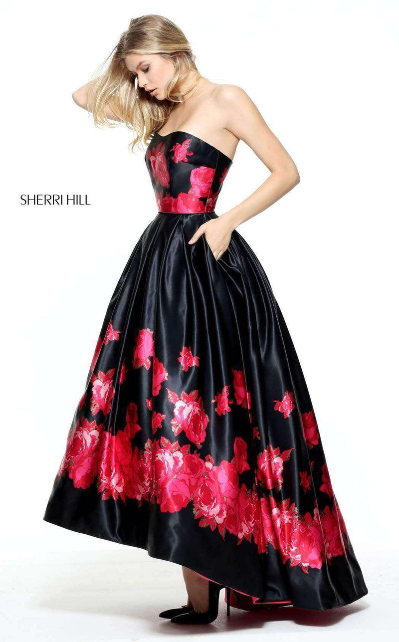 Sherri Hill 51055 Black/Red Print