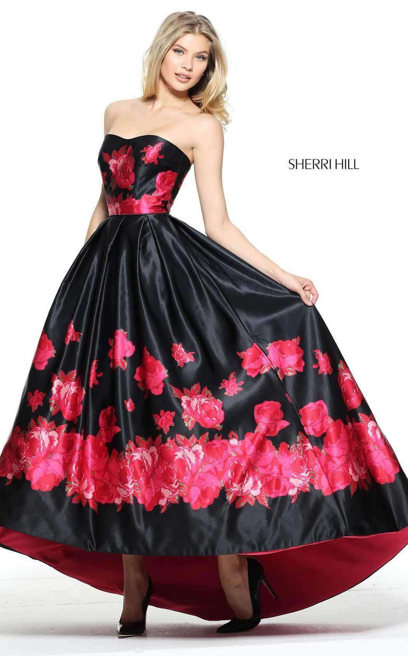 Sherri Hill 51055 Black/Red Print