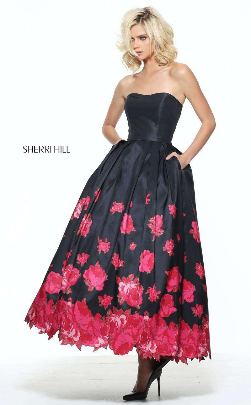 Sherri Hill 51056 Black/Red Print