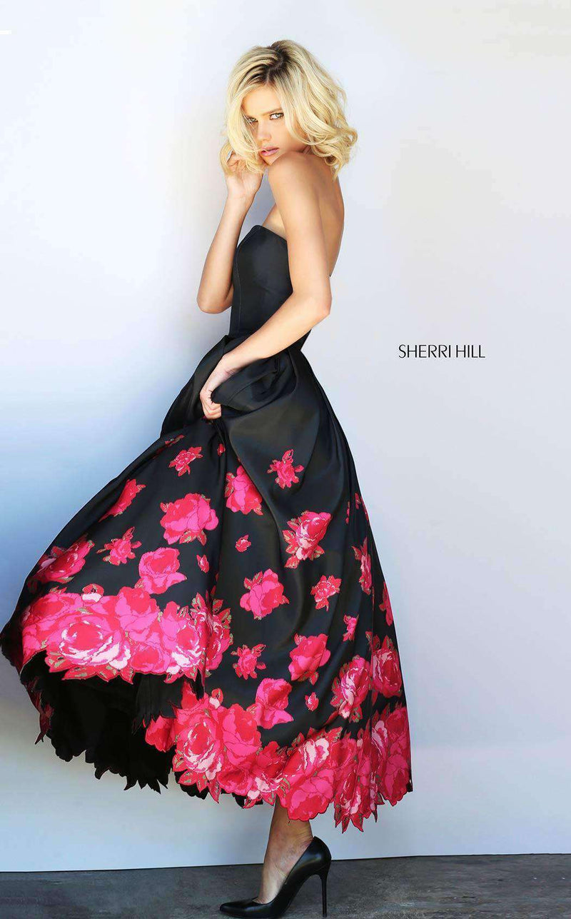 Sherri Hill 51056 Black/Red Print