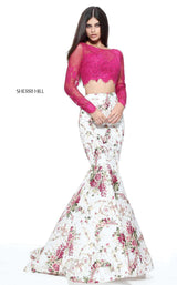 Sherri Hill 51064 Plum/Ivory Print