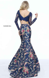 Sherri Hill 51064 Navy Print