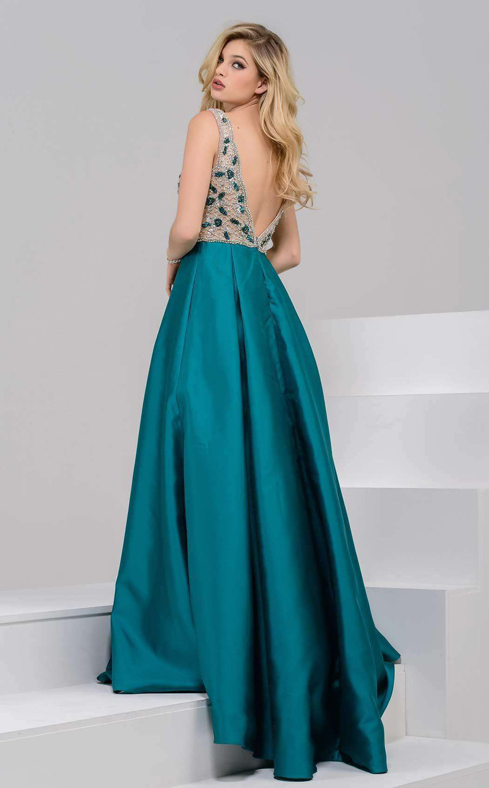 Jovani 47234 Teal/Nude