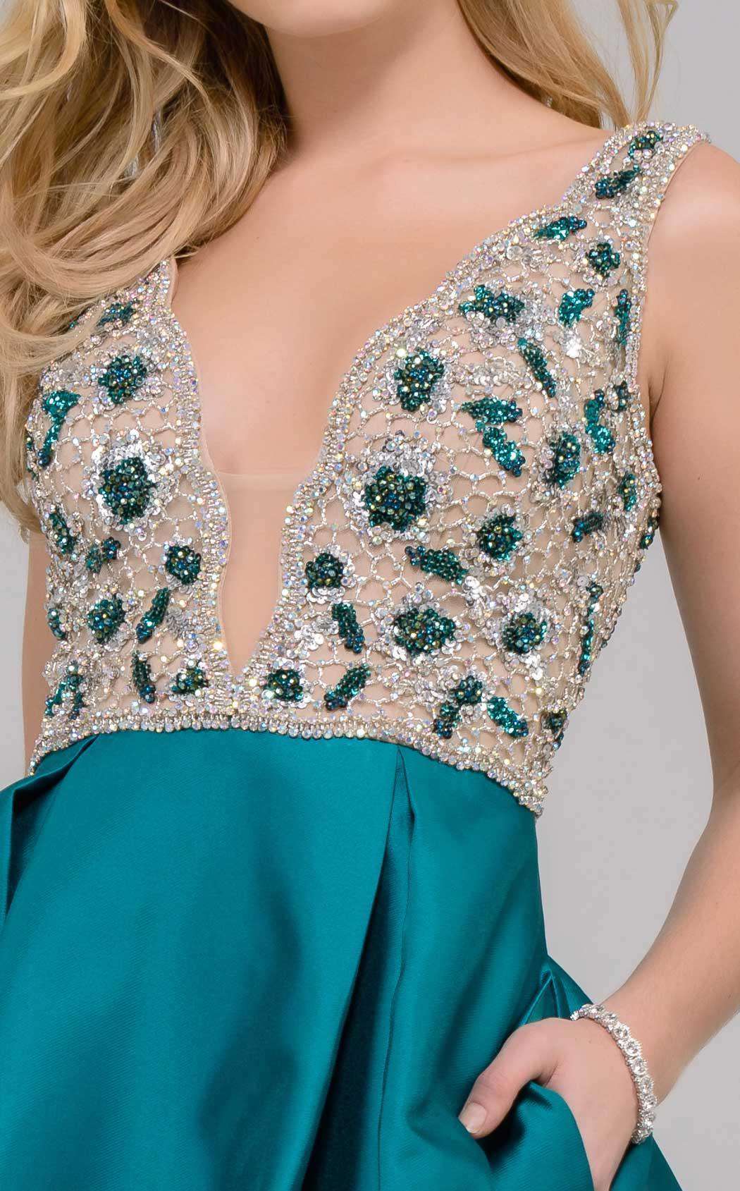 Jovani 47234 Teal/Nude