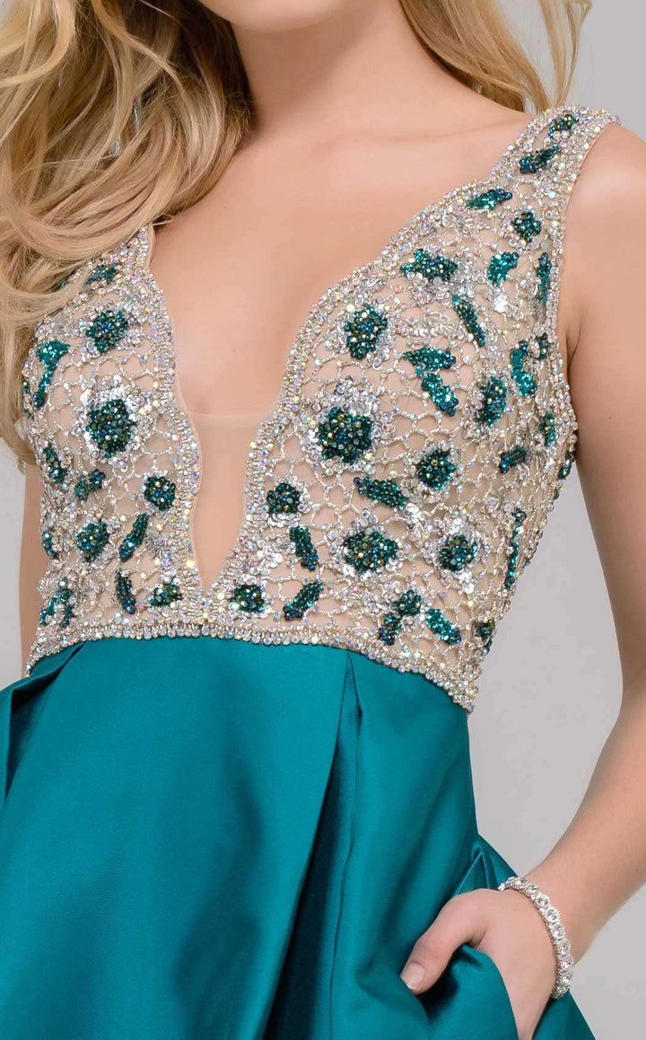 Jovani 47234 Teal/Nude