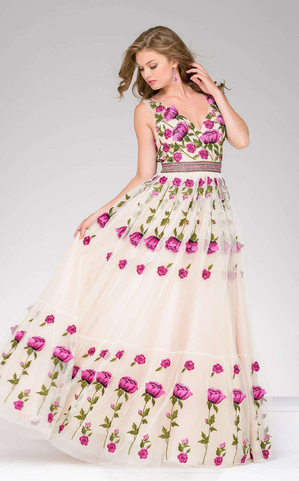 Jovani 47743 Fuchsia/Nude