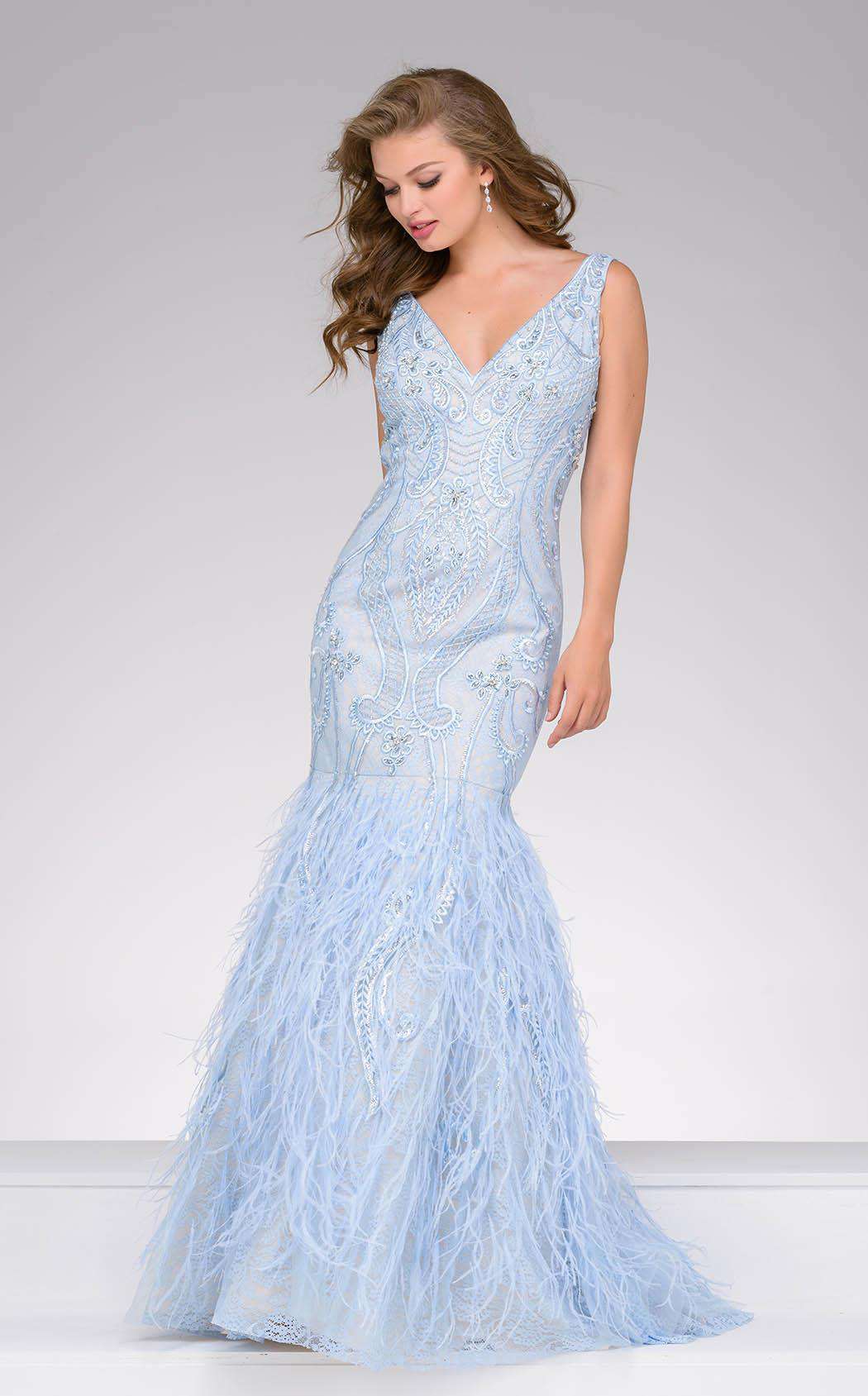 Jovani 48759 Blue/Nude