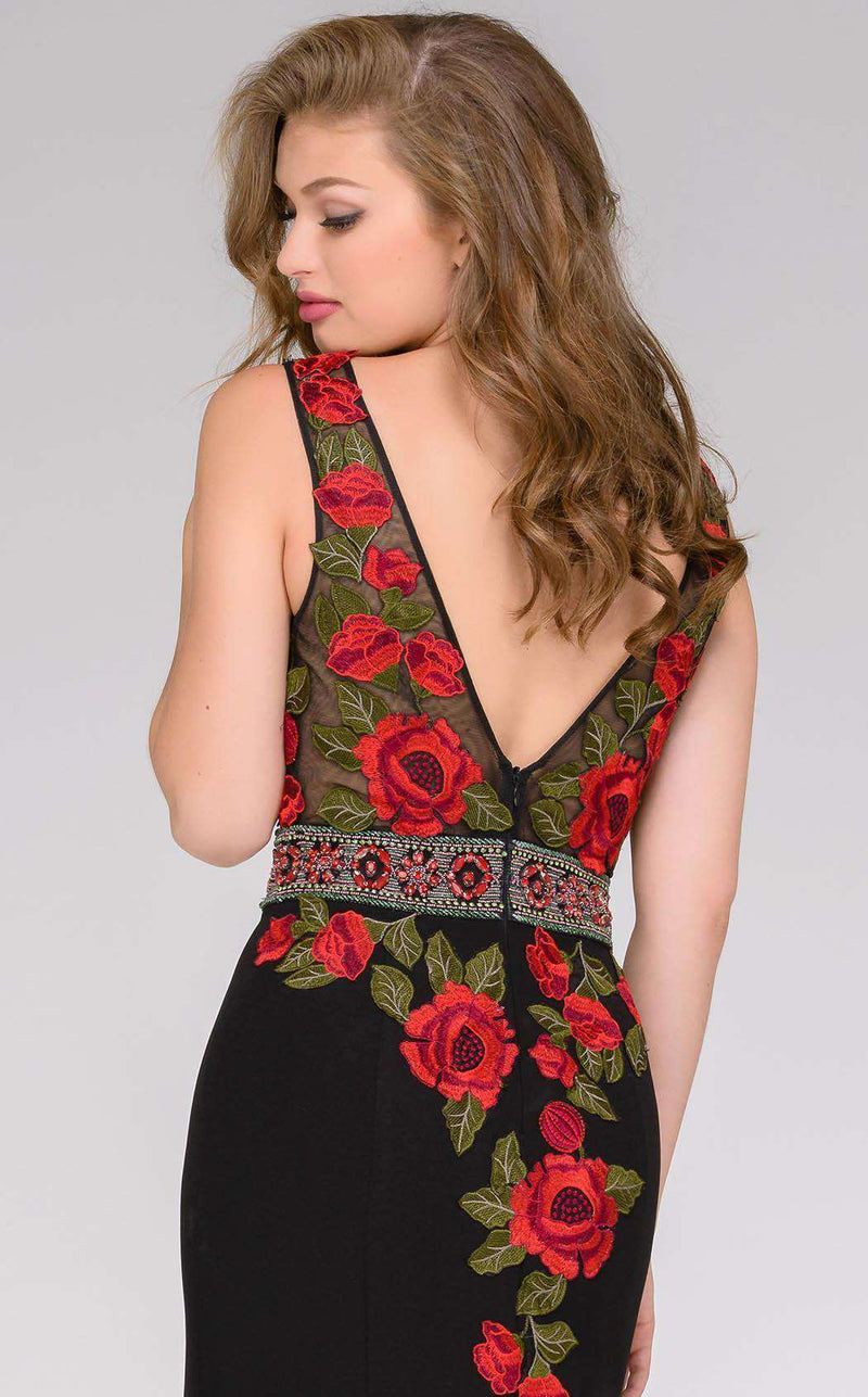 jovani red and black dress Jovani 23059 Red and Black Embellished Fitted Short Dress
