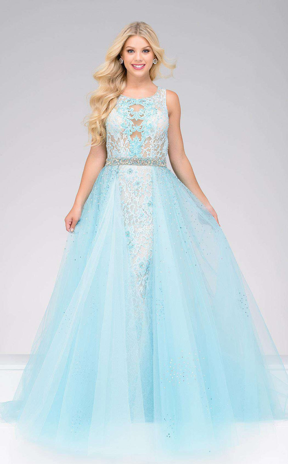 formal dress with skirt overlay Glitter Mermaid Prom Dress with Overskirt main image 1
