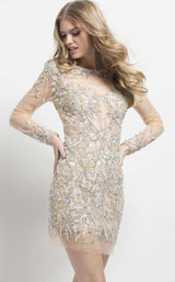 Jovani 45929 Silver/Nude