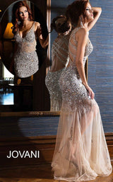 Jovani 90736 Silver/Nude