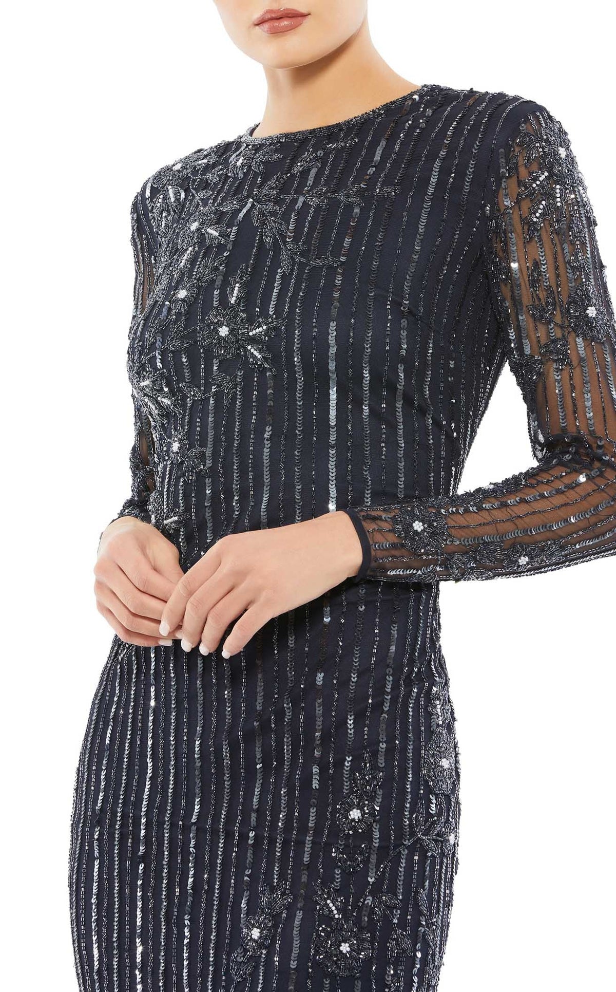 Mac Duggal Women's Embellished Long-Sleeve Gown - Midnight - Size 4