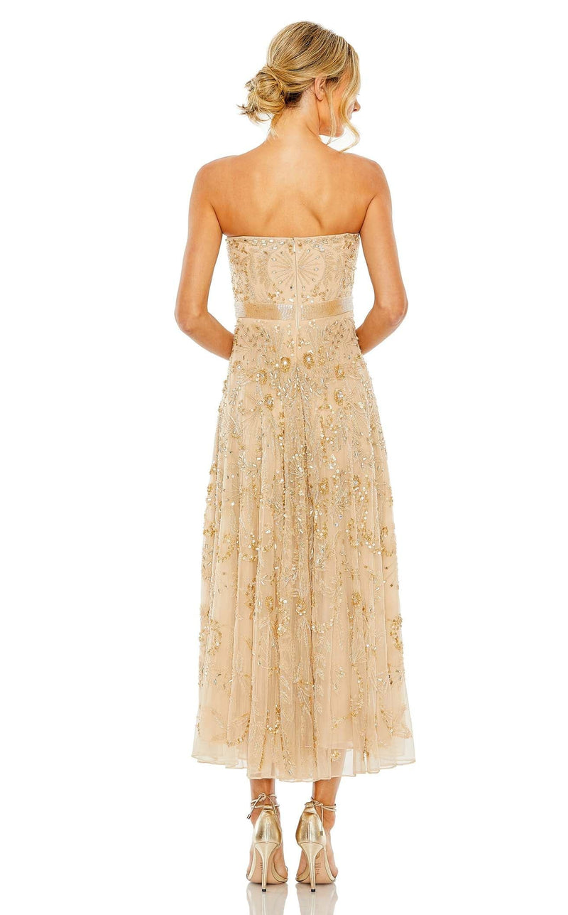 Black Strapless Embellished A Line Dress