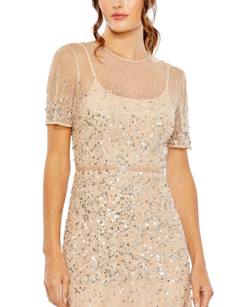 Mac Duggal 93909 Nude/Silver