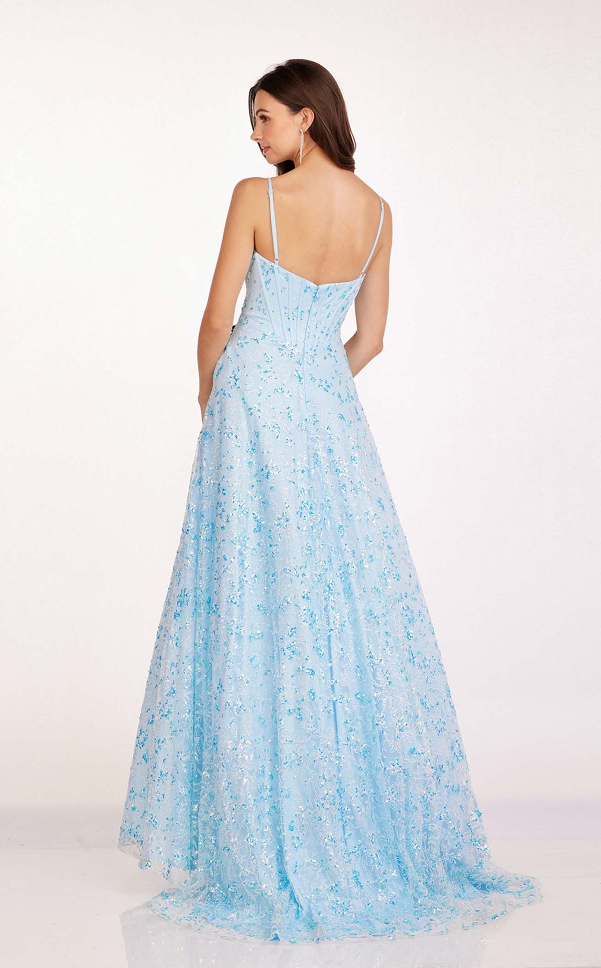 strapless open back dress Abby Paris 90240 Prom Dress - Powder Blue